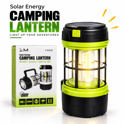 2-in-1 Solar Energy Camping Lantern & Handheld Torch – Rechargeable Emergency Light with Solar Panel, USB Charging Port & Portable Hanging Handle for Outdoor Camping & Travel